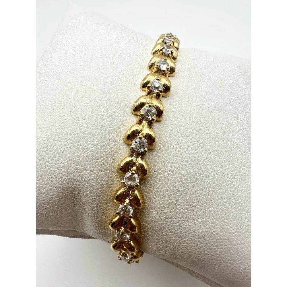 FAS Vermeil Gold over Sterling Silver 925 C Z Tennis Bracelet 7.5-inches